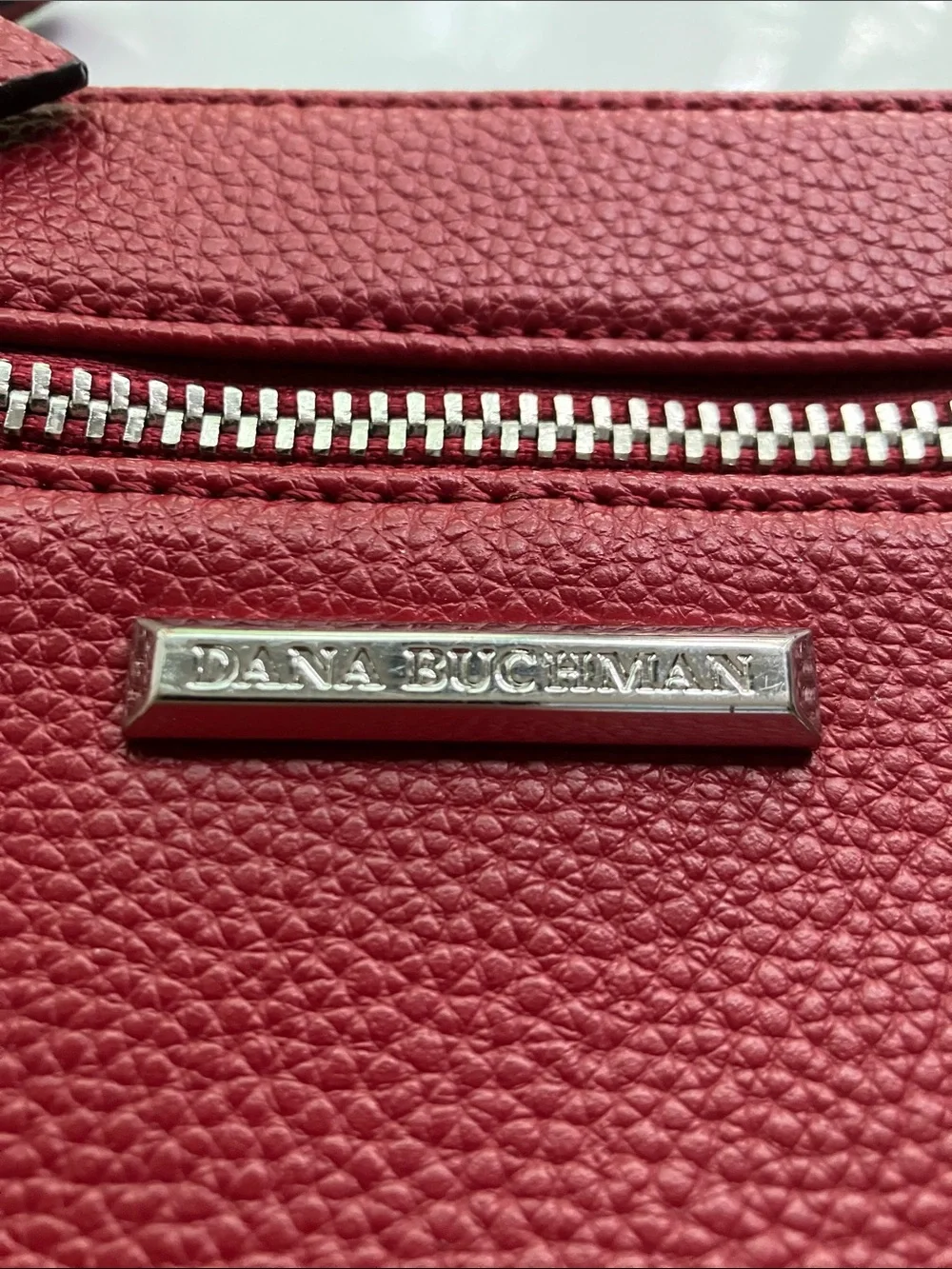 Dana Buchman Red Faux Leather Wristlet Clutch Silver Hardware New Without Tag